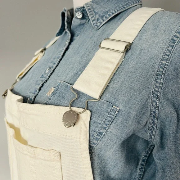 Universal Thread Off White Denim Overalls Women’s Size 10 - Picture 6 of 10
